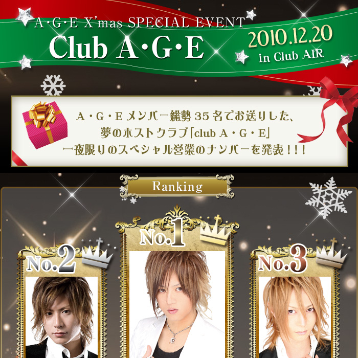 歌舞伎町のホストクラブ、AIR-GROUP 一夜限りの「Club A･G･E」ナンバー速報!!